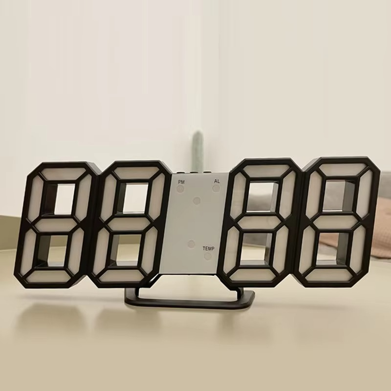 3D LED Digital Clock Luminous Fashion Wall Clock Multifunctional Creative USB Plug in Electronic Clock Home Decoration