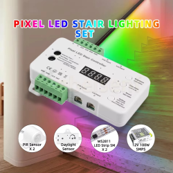 10m/Set Pixel LED Stair Railing Controller PIR Motion Daylight Sensor WS2811 RGB Pixel Strip Dimmer Indoor Light 12V 100W Power