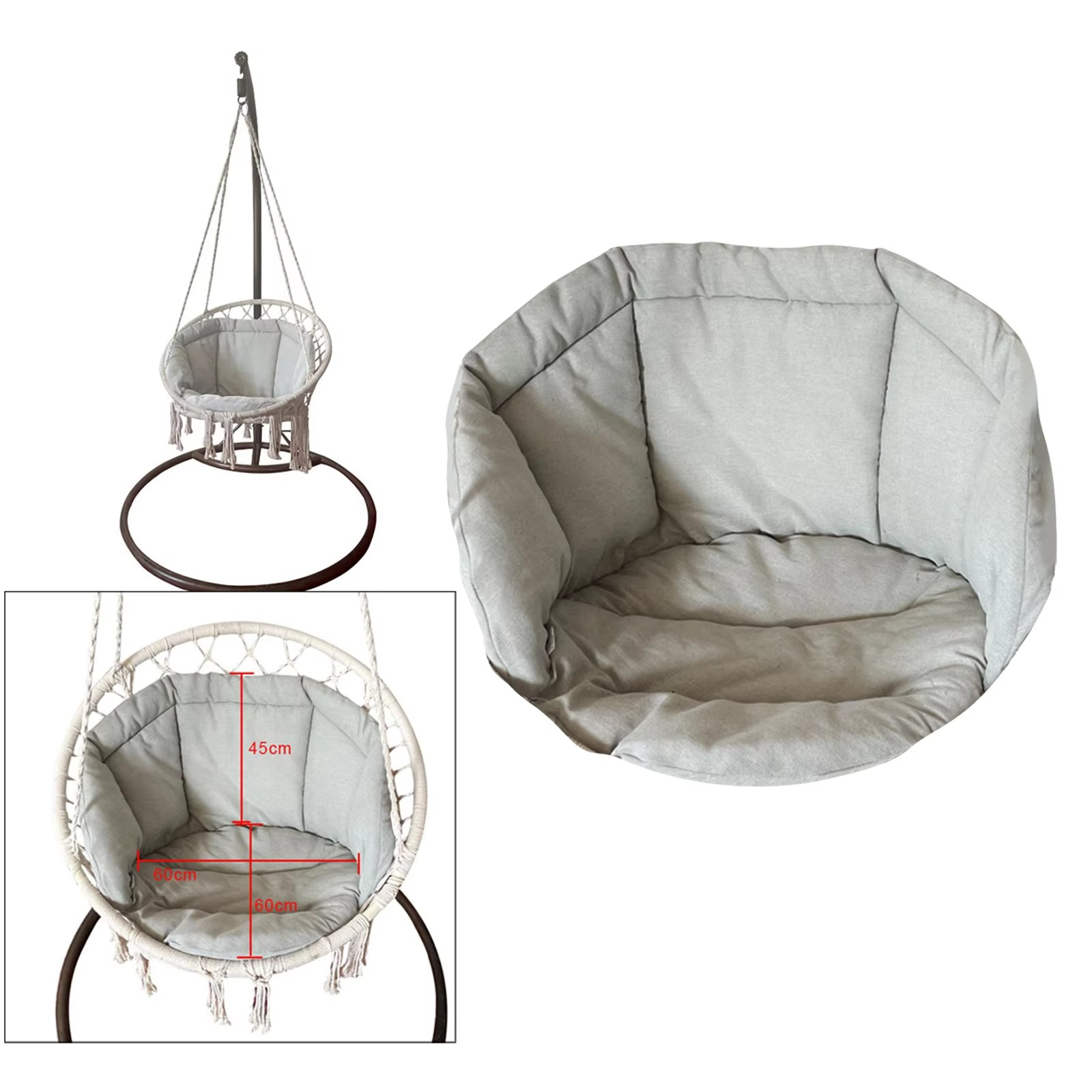 Swing Chair Seat Cushion Garden Hammock Cradle Pads for Patio Wicker Tear Drop Hanging Chair Indoor Outdoor Home Bedroom Cover