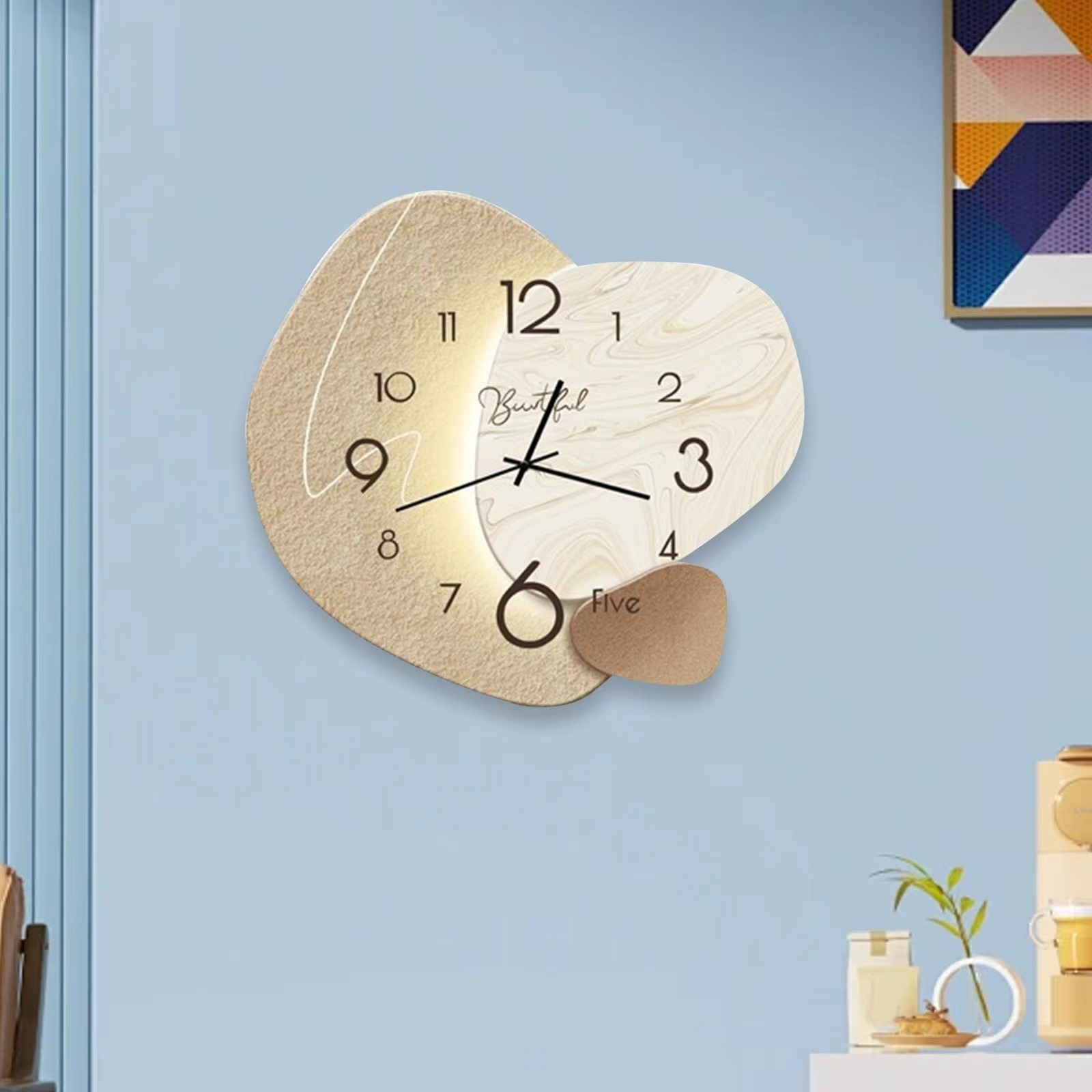 Wall Clock Simple Easy to Read Roman Numeral Wood Quiet Creative Diameter 38cm Home Clock Retro Pocket Watch Wall Art Home Decor