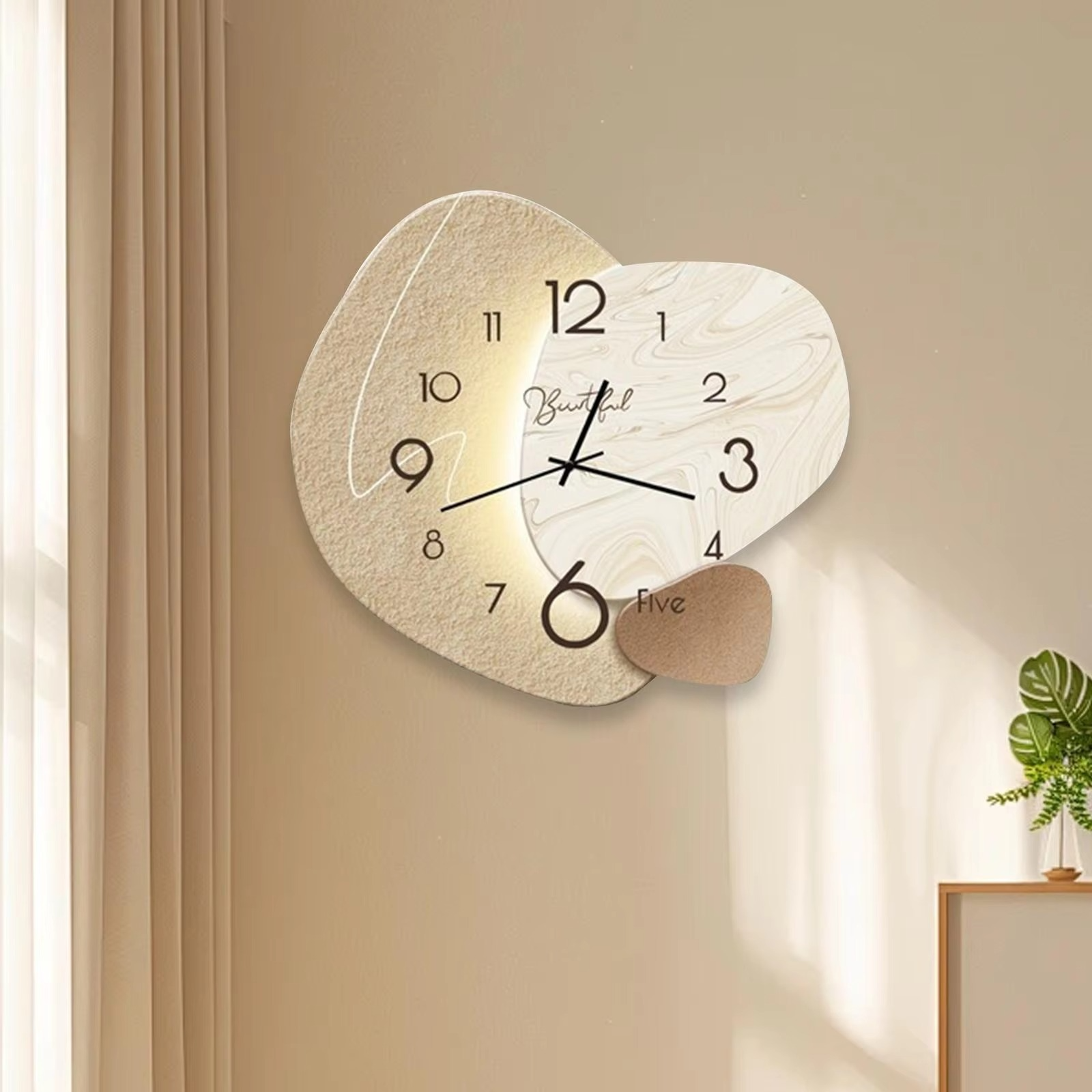 Wall Clock Simple Easy to Read Roman Numeral Wood Quiet Creative Diameter 38cm Home Clock Retro Pocket Watch Wall Art Home Decor