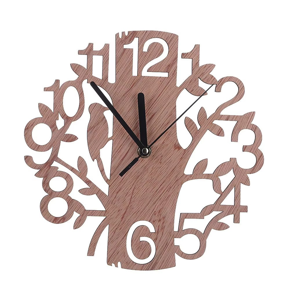 Wooden Wall Clock Wall Decal Home Tree Shape Clock Living Room Office Wall Decoration