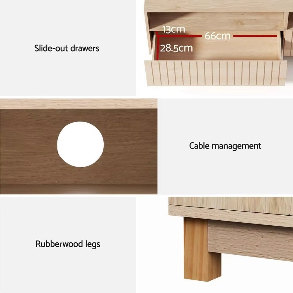 TV Unit Cabinet Entertainment Units, 150cm Length Wooden Stand Table Cabinets Storage Shelf Organiser Cupboard Home Livin