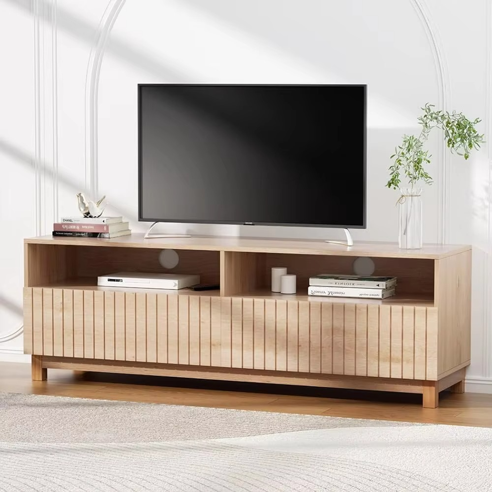 TV Unit Cabinet Entertainment Units, 150cm Length Wooden Stand Table Cabinets Storage Shelf Organiser Cupboard Home Livin