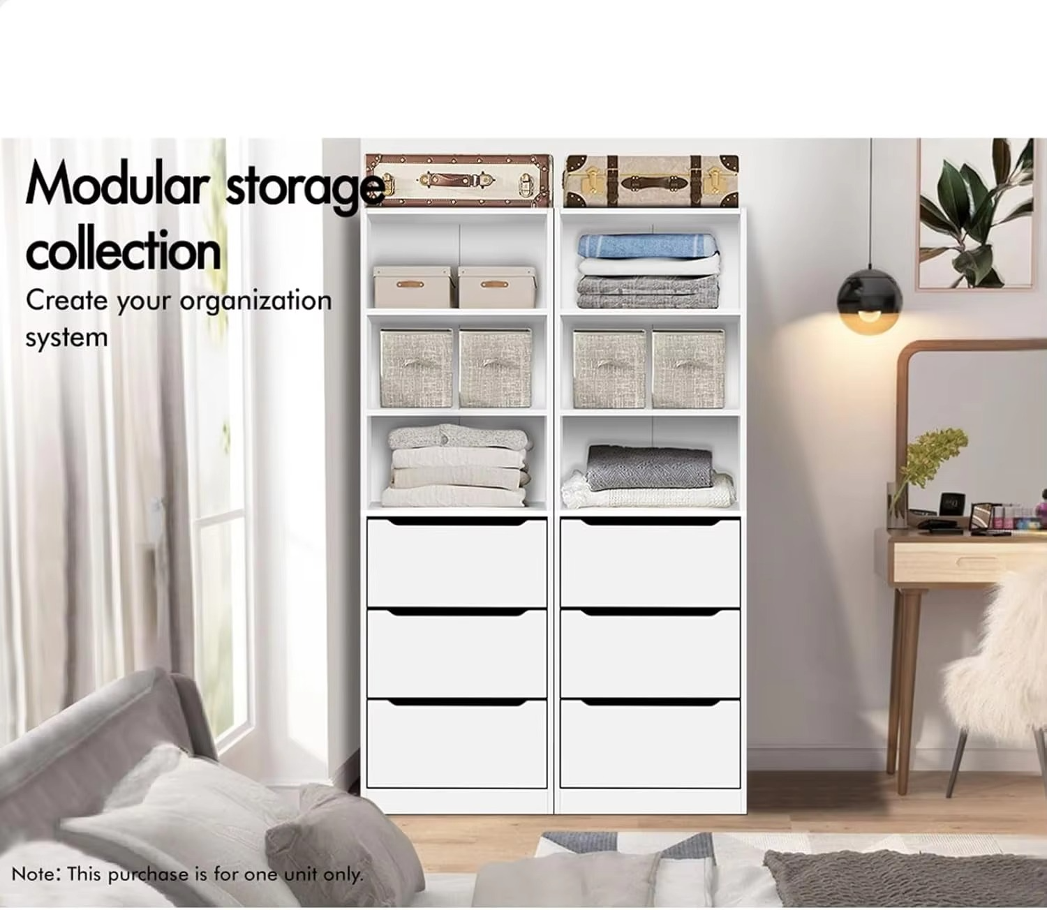 Wooden Wardrobe Cabinet with 3 Drawers and Adjustable Shelves, 50.5X 40x 160 cm, Compact Design Closet Clothes Storage