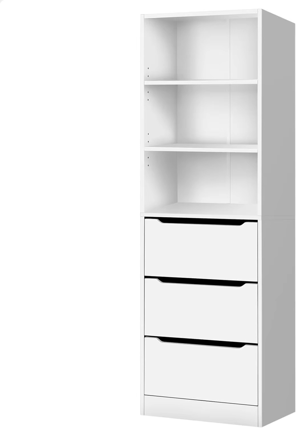 Wooden Wardrobe Cabinet with 3 Drawers and Adjustable Shelves, 50.5X 40x 160 cm, Compact Design Closet Clothes Storage