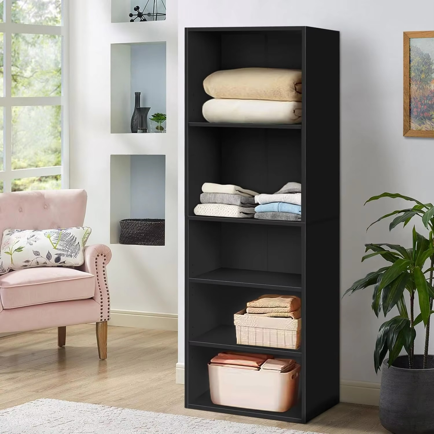 bedroom furniture Wardrobe Cabinet with Adjustable Shelves White Color, Compact Design Wooden Closet 50.5X 40x 160 cm, Dresser C