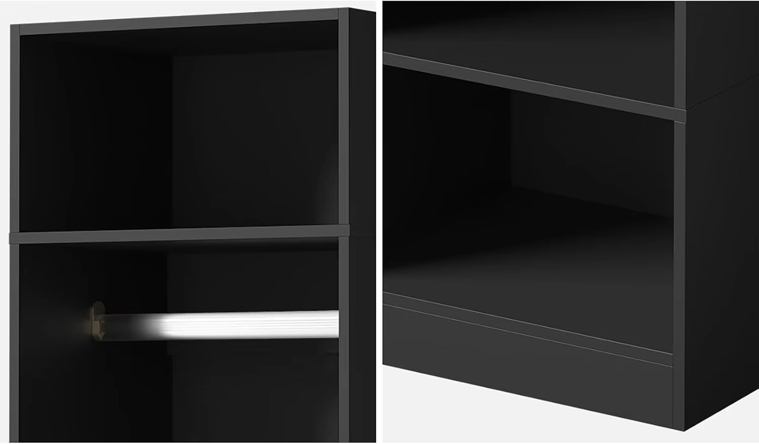 bedroom furniture Wardrobe 50.5 x 40 x 185cm Cupboard with 2 Tier Storage Shelves and Hanging Rail Clothes Cabinet Organiser Bla