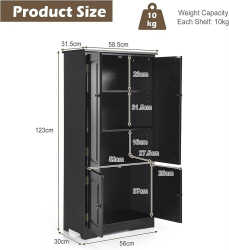 Sideboard Buffet Storage Cabinet, Antique Low Floor Cabinet, Pantry Cabinet Wooden Cupboard Organizer w/Adjustable Shelf & Anti