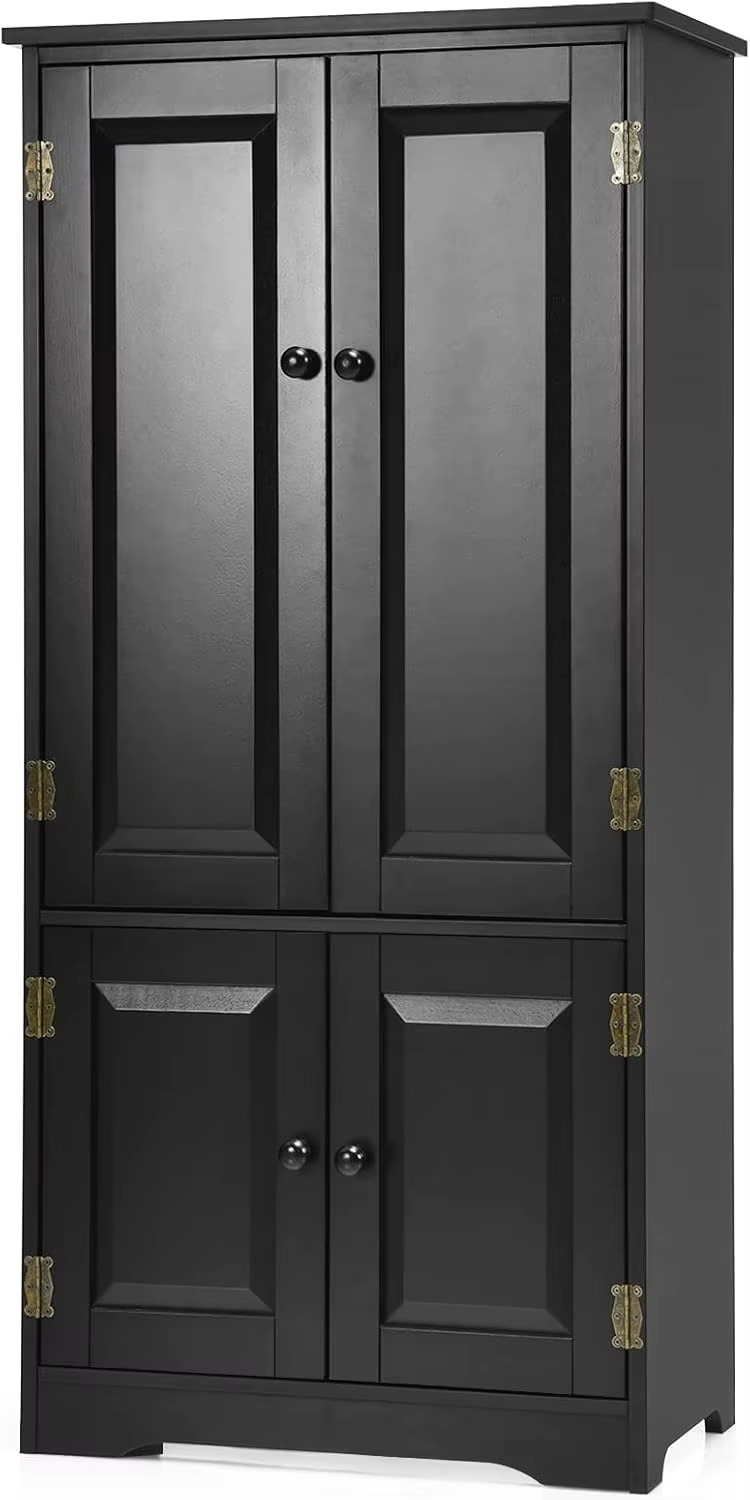 Sideboard Buffet Storage Cabinet, Antique Low Floor Cabinet, Pantry Cabinet Wooden Cupboard Organizer w/Adjustable Shelf & Anti