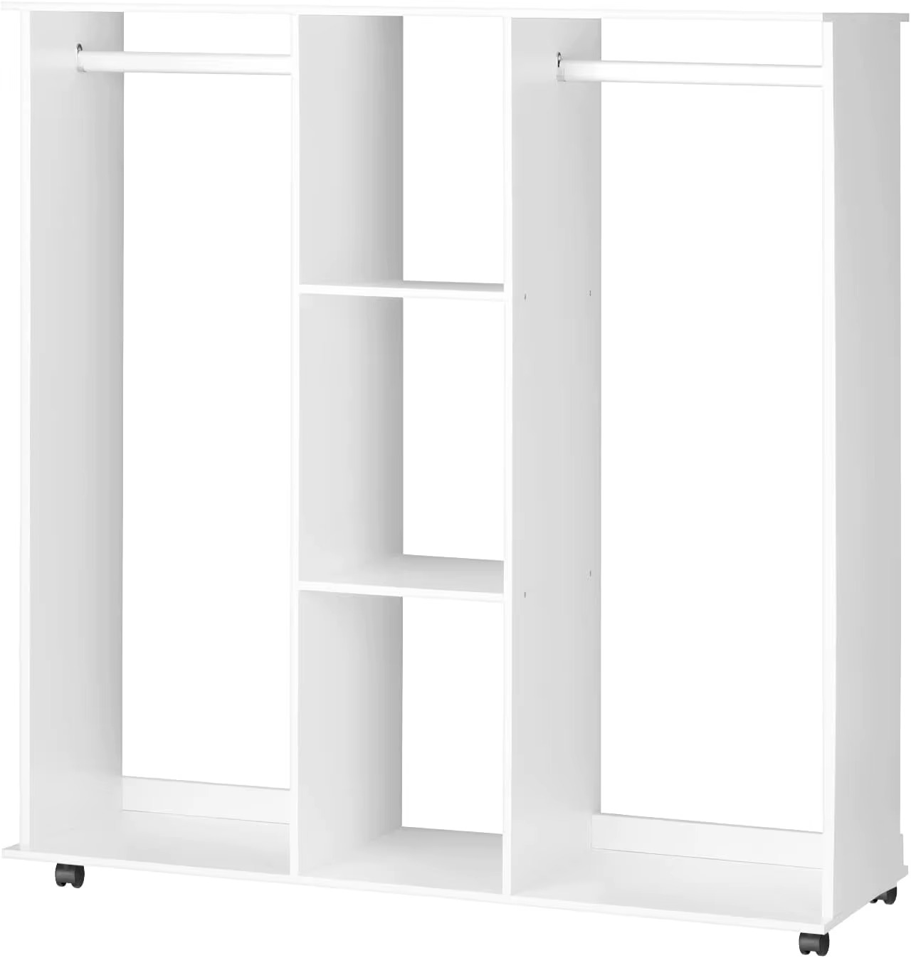 bedroom furniture Wardrobe Closet with Shelves and Wheels - Freestanding Clothes Storage Organizer for Hanging Clothes, 2 Hangi