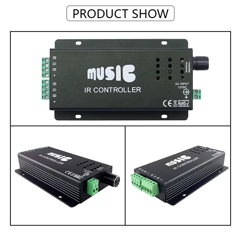 New LED Music Controller KTV Audio Voice Activated Dimmer with 24-Key IR Remote Control for RGB 5050 2835 Color Light Bar Strip