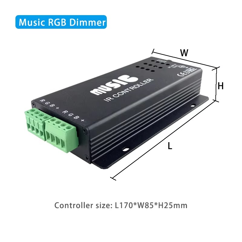 New LED Music Controller KTV Audio Voice Activated Dimmer with 24-Key IR Remote Control for RGB 5050 2835 Color Light Bar Strip