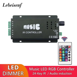 New LED Music Controller KTV Audio Voice Activated Dimmer with 24-Key IR Remote Control for RGB 5050 2835 Color Light Bar Strip