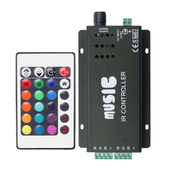 New LED Music Controller KTV Audio Voice Activated Dimmer with 24-Key IR Remote Control for RGB 5050 2835 Color Light Bar Strip