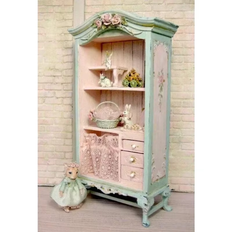 Solid Wood Wardrobe Bedroom Princess Cabinet Storage Cabinet European Style Painted Customized French Vintage Carved