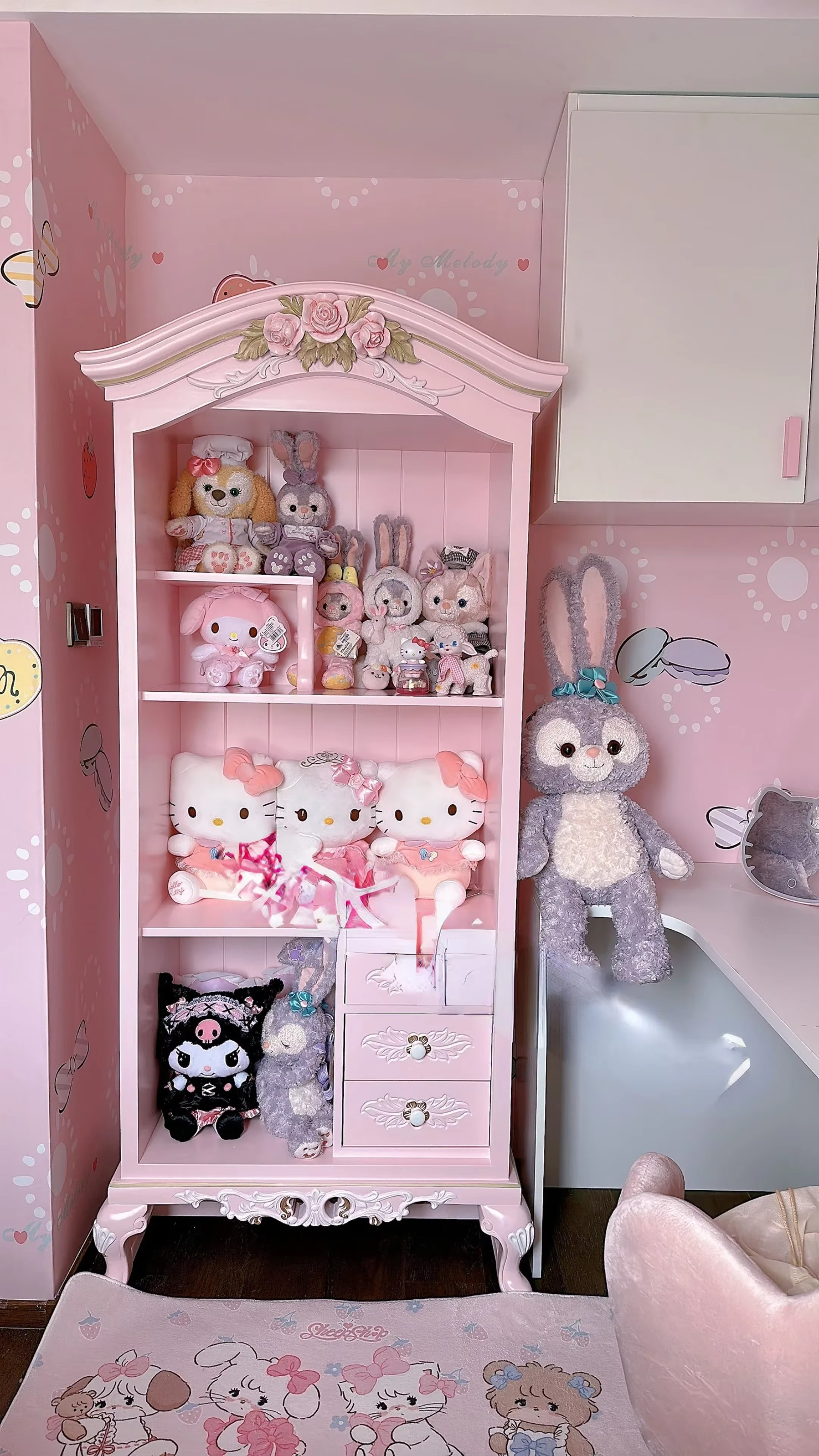 Solid Wood Wardrobe Bedroom Princess Cabinet Storage Cabinet European Style Painted Customized French Vintage Carved
