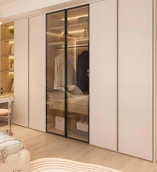 Customizable Modern Wood Panel Wardrobes Aluminum Material for Bedroom Hotel Living Room Home Apartment Villa & School Use