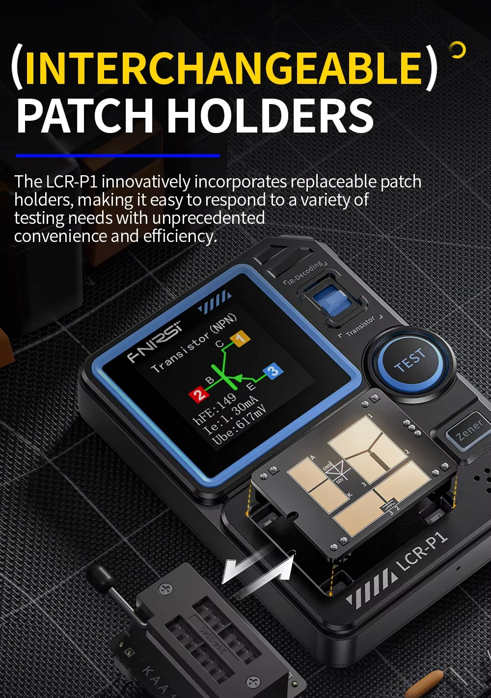 FNIRSI LCR-P1 Transistor Tester Diode Triode Capacitance Resistance Meter LCR ESR Meter NPN PNP MOSFET IR Multifunction Tester