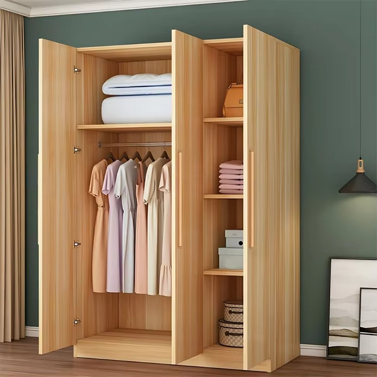 Factory Price Modern Design Bedroom Clothes Almirah Cabinet Furniture Antique 3 Door Teak Solid Wooden Armoire Closet Wardrobe