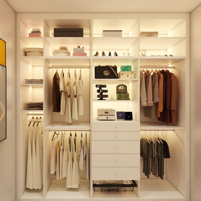 Customized Modern Bedroom Furniture Wooden Fitted Built in Wardrobes Closets Bedroom Wall Wardrobe Walk in Cupboard