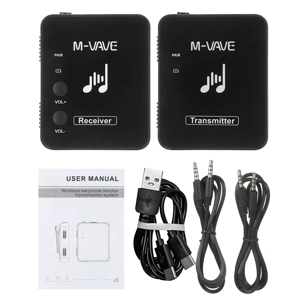 M-vave 2.4G Wireless Transmitter Receiver Earphone Monitor With Volume Adjustable For Live Professional Monitor Earphone Cuvave