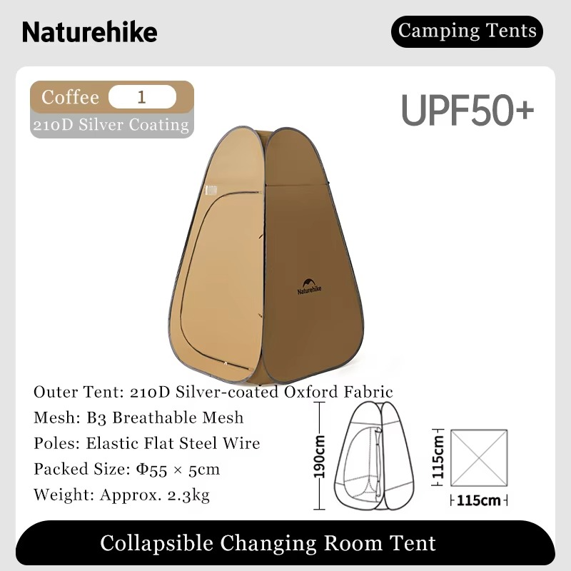 Naturehike Portable Pop Up Changing Tent – Lightweight Waterproof Shelter with Silver-Coated Oxford for Outdoor Camping & Beach
