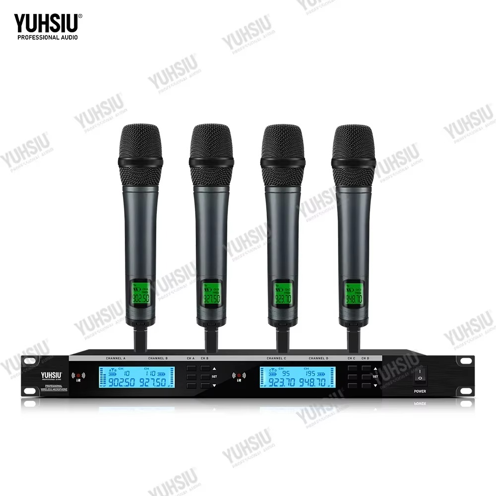 YUHSIU Professional UHF Wireless Frequency Modulation Mic System 900MHz Handheld Headset Lavalier Suitable for Stage Microphone