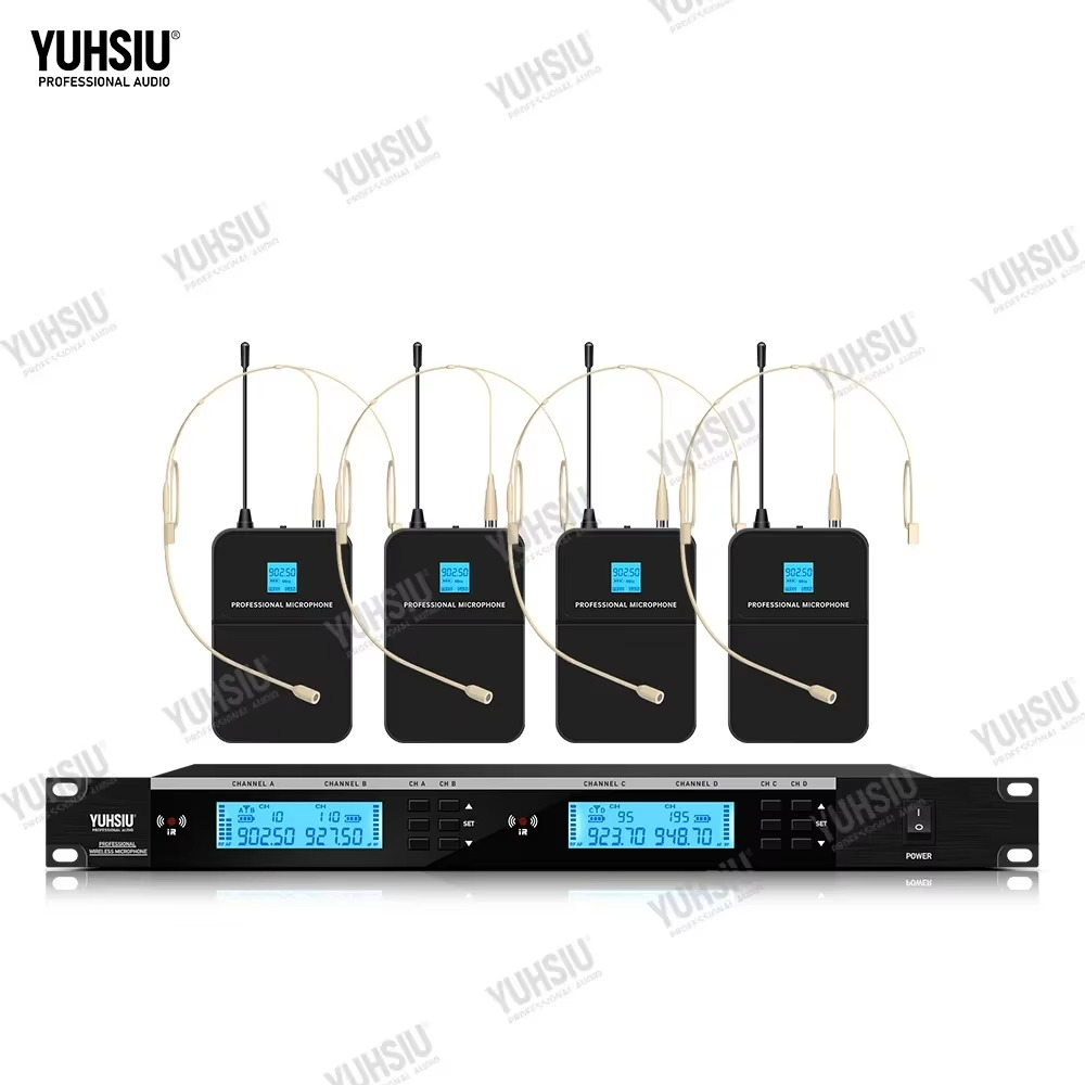 YUHSIU Professional UHF Wireless Frequency Modulation Mic System 900MHz Handheld Headset Lavalier Suitable for Stage Microphone