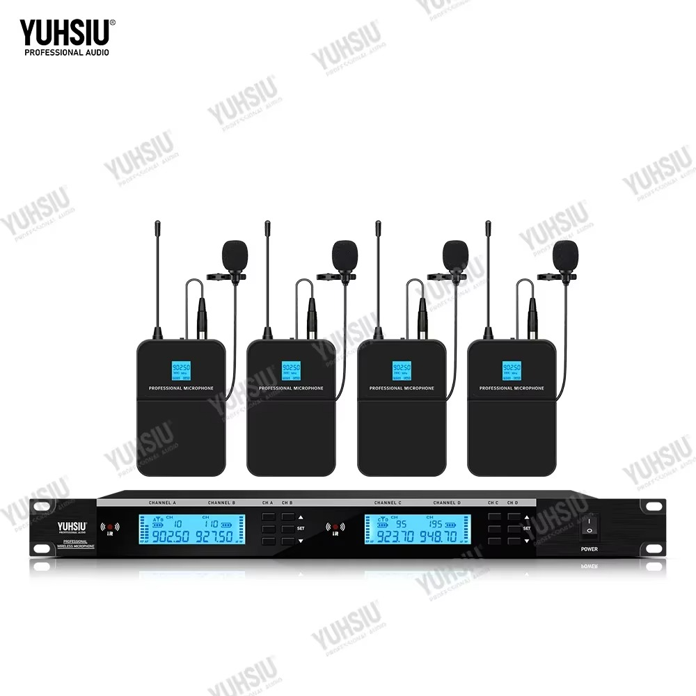 YUHSIU Professional UHF Wireless Frequency Modulation Mic System 900MHz Handheld Headset Lavalier Suitable for Stage Microphone