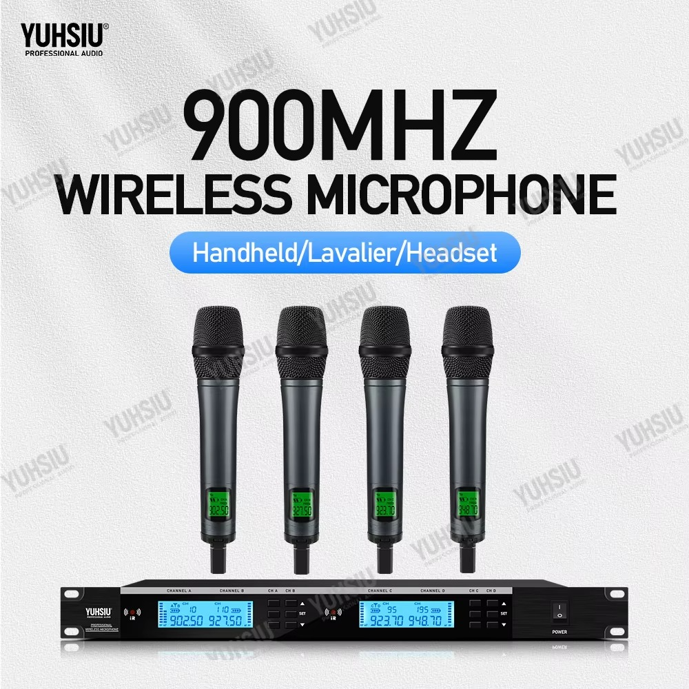 YUHSIU Professional UHF Wireless Frequency Modulation Mic System 900MHz Handheld Headset Lavalier Suitable for Stage Microphone