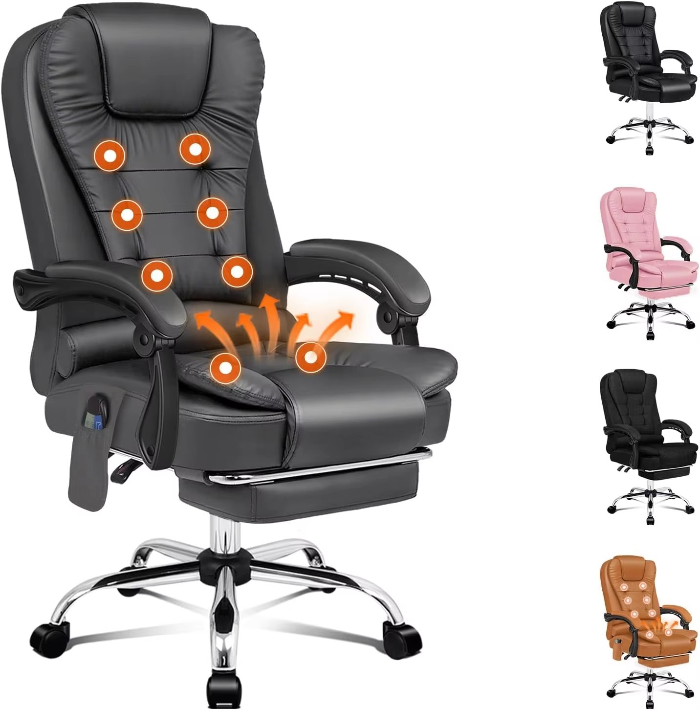 Executive Office Chair with Massage Ergonomic Computer Desk Chair, Heated Seat Leather Video Game Chairs Executive Office Chair,