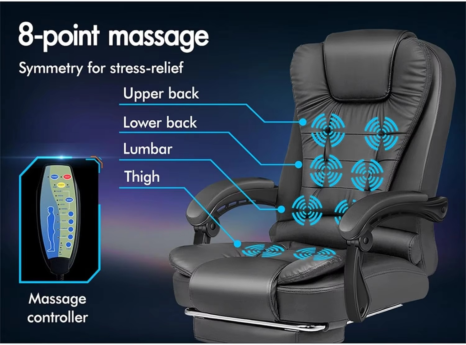 Executive Office Chair with Massage Ergonomic Computer Desk Chair, Heated Seat Leather Video Game Chairs Executive Office Chair,