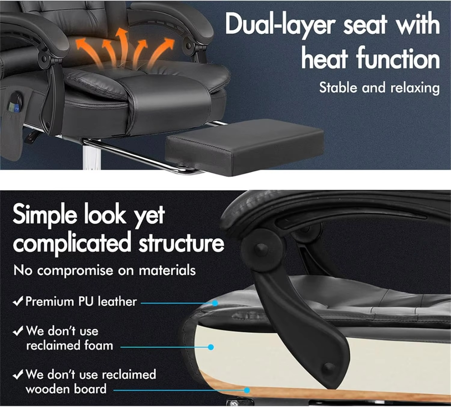 Executive Office Chair with Massage Ergonomic Computer Desk Chair, Heated Seat Leather Video Game Chairs Executive Office Chair,