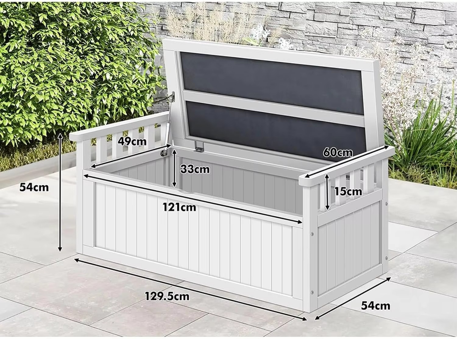 Outdoor Wooden Bench Storage Box, Durable Fir Wood Cabinet Garden Seat with 200L Storage Capacity, Tool Chest Toy Storages Cabin