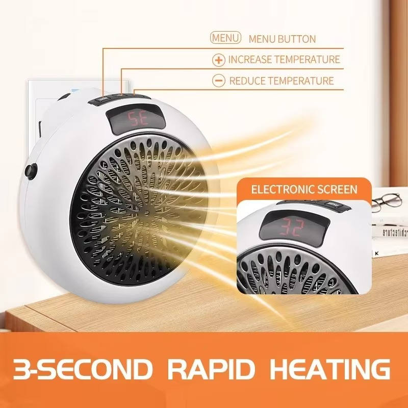 Small Circular Heater Portable Wall Mounted Desktop Two Electric Heaters Safe Energy Saving Intelligent Constant Temperature