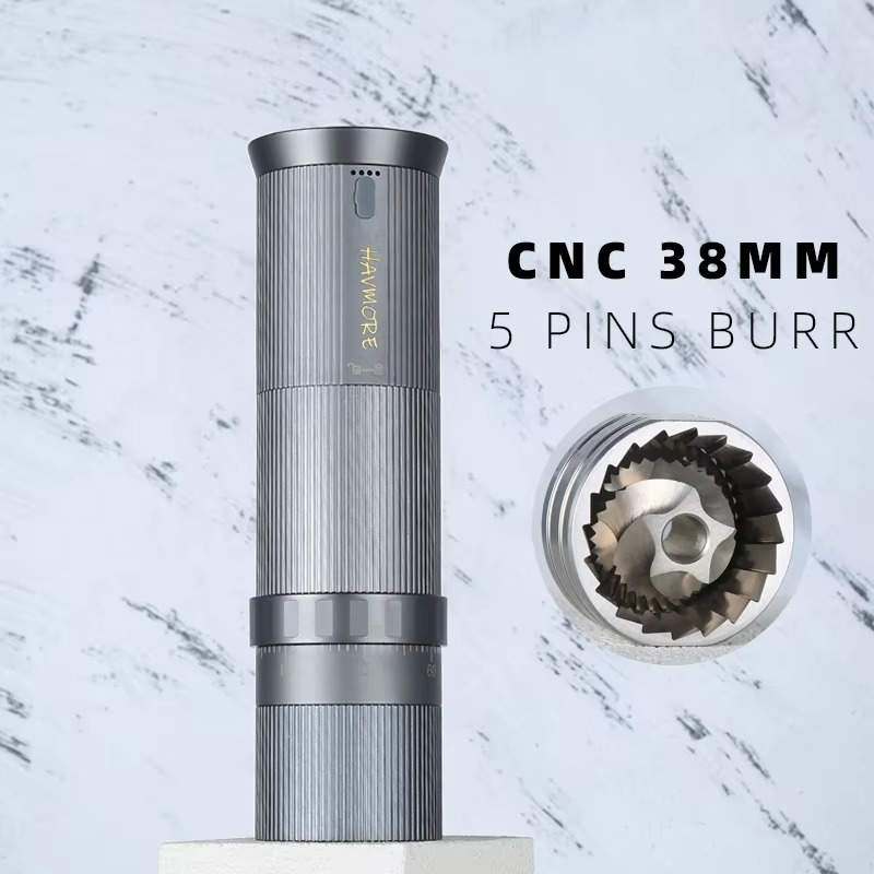 Havmore New High Quality New Rechargeable Coffee Bean Grinder 38mm 5 Pins Cutter Head Portable for Household