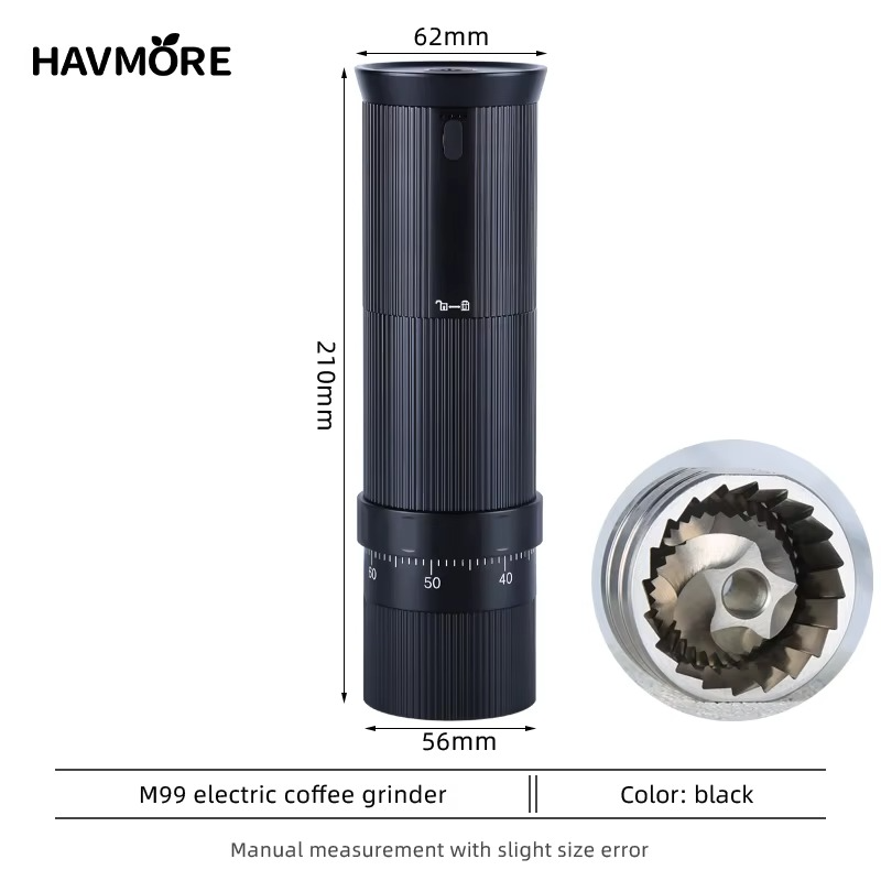 Havmore New High Quality New Rechargeable Coffee Bean Grinder 38mm 5 Pins Cutter Head Portable for Household