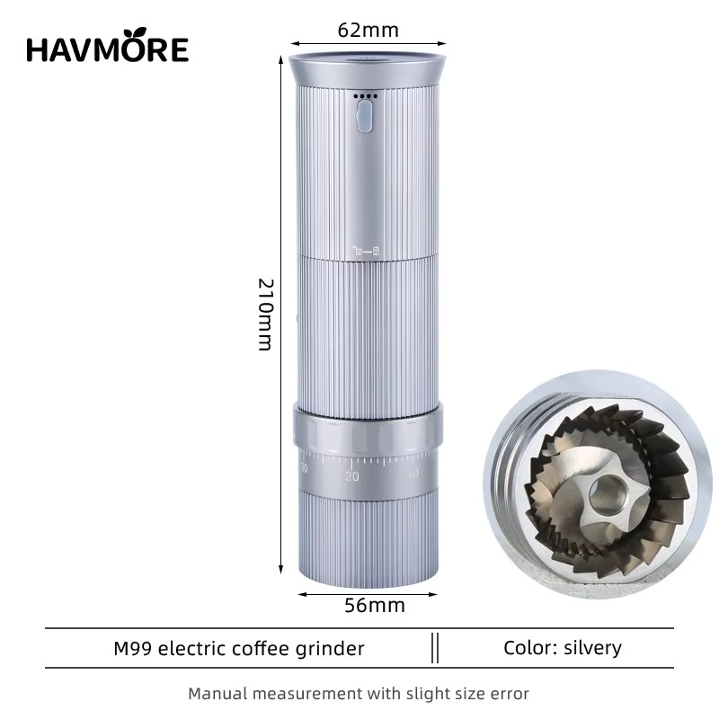 Havmore New High Quality New Rechargeable Coffee Bean Grinder 38mm 5 Pins Cutter Head Portable for Household