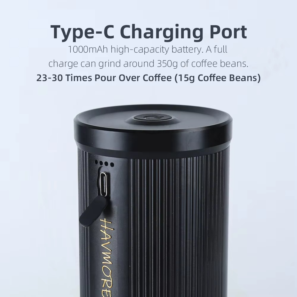 Havmore Housegold Outting Travel CNC Rechargeable Espresso Barista 38mm 6 Pins Coffee Bean Grinder Mill Machine