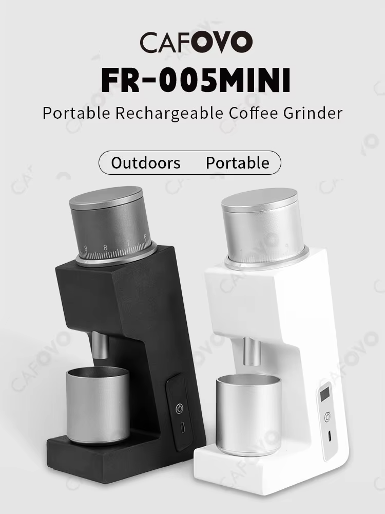 CAFOVO FR-005mini Electric Coffee Grinder 160RPM 304 Steel 38mm Conical Burrs Portable Outdoor Rechargeable Coffee Mill