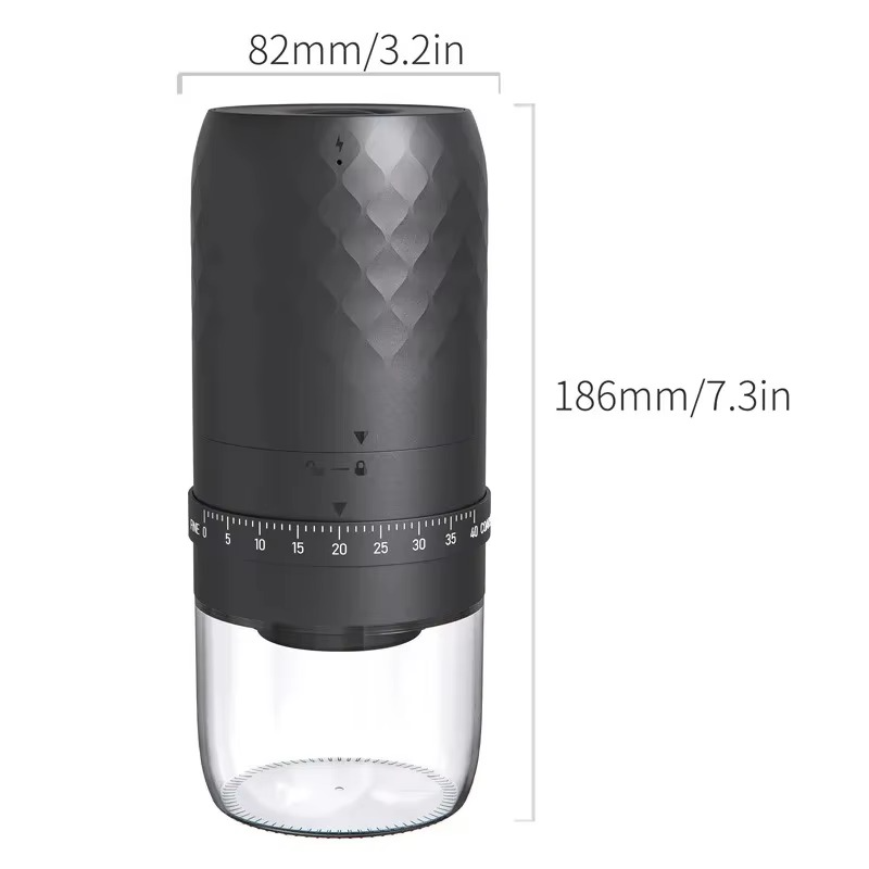 Rechargeable Electric Burr Coffee Grinder 25 Gears USB Burr Mill Coffee Bean Grinder High-Power Coffee Grinder Home Appliance
