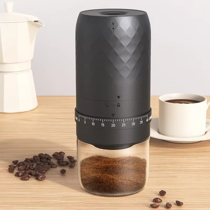 Rechargeable Electric Burr Coffee Grinder 25 Gears USB Burr Mill Coffee Bean Grinder High-Power Coffee Grinder Home Appliance