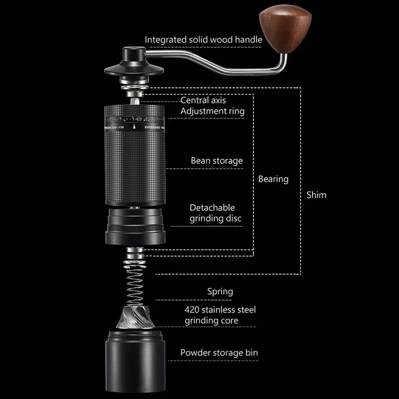 Manual Bean Coffee Grinder, Portable, External, Adjustable, Household Turkish Maker, New, 7 Core, 2024