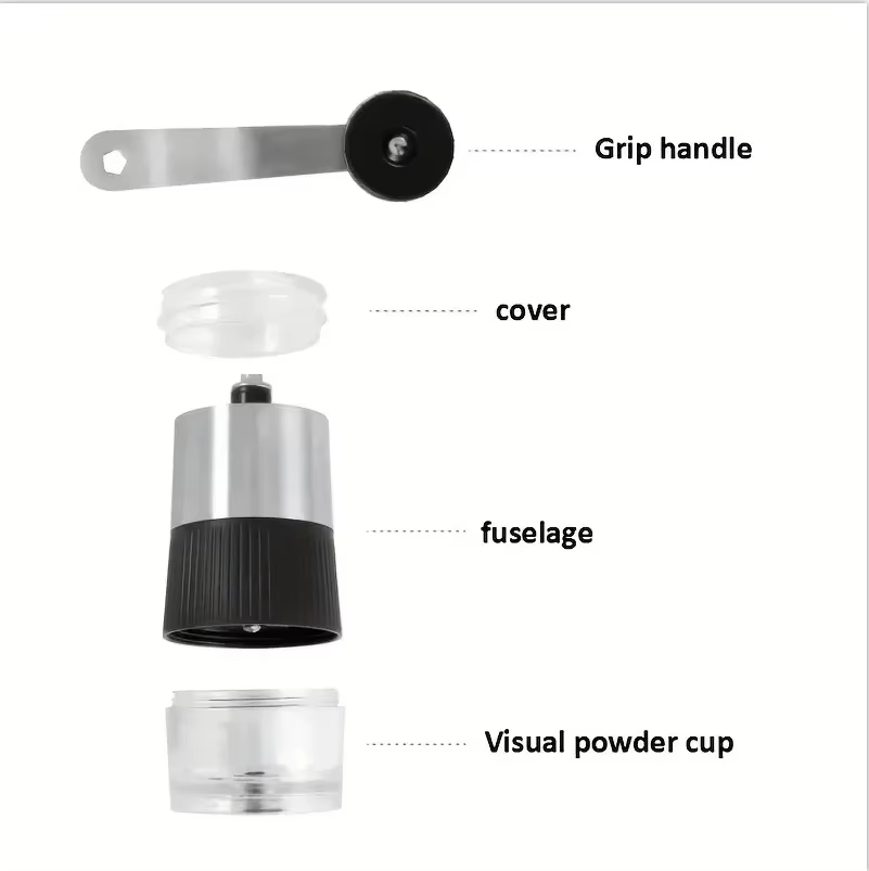 Mini 304 Stainless Mini Hand Shake Manual Grinding Convenient Steel Ceramic Core Coffee Bean Grinder Visual Coffee Machine