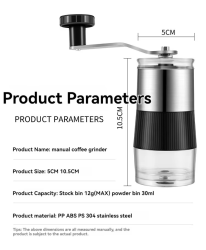 Mini 304 Stainless Mini Hand Shake Manual Grinding Convenient Steel Ceramic Core Coffee Bean Grinder Visual Coffee Machine
