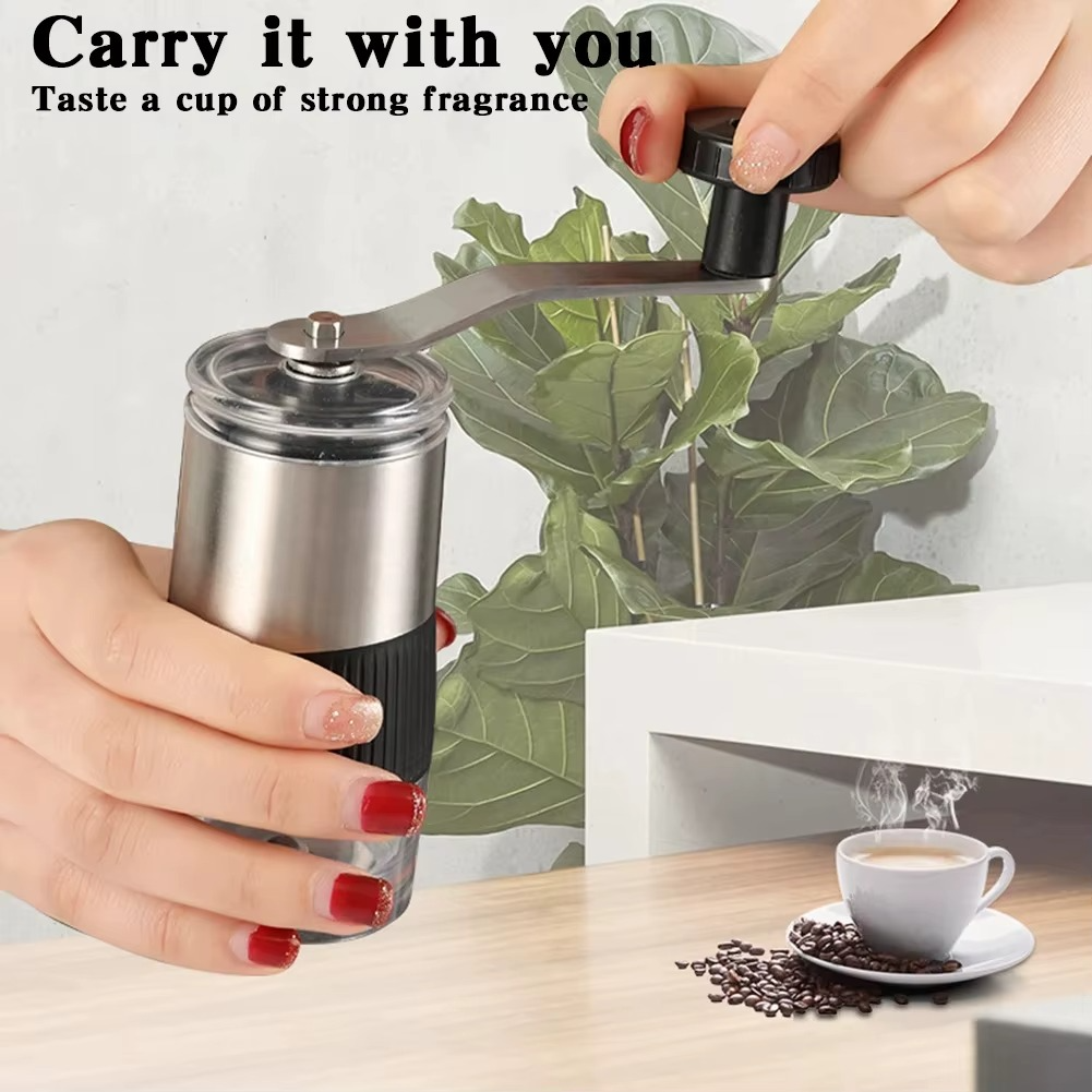 Mini 304 Stainless Mini Hand Shake Manual Grinding Convenient Steel Ceramic Core Coffee Bean Grinder Visual Coffee Machine