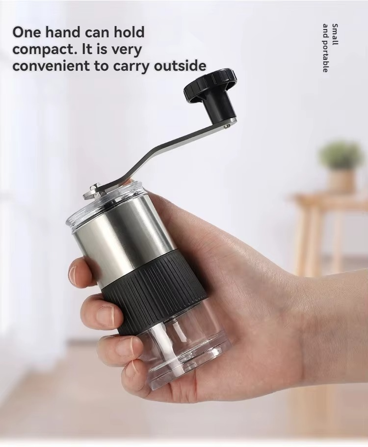 Mini 304 Stainless Mini Hand Shake Manual Grinding Convenient Steel Ceramic Core Coffee Bean Grinder Visual Coffee Machine