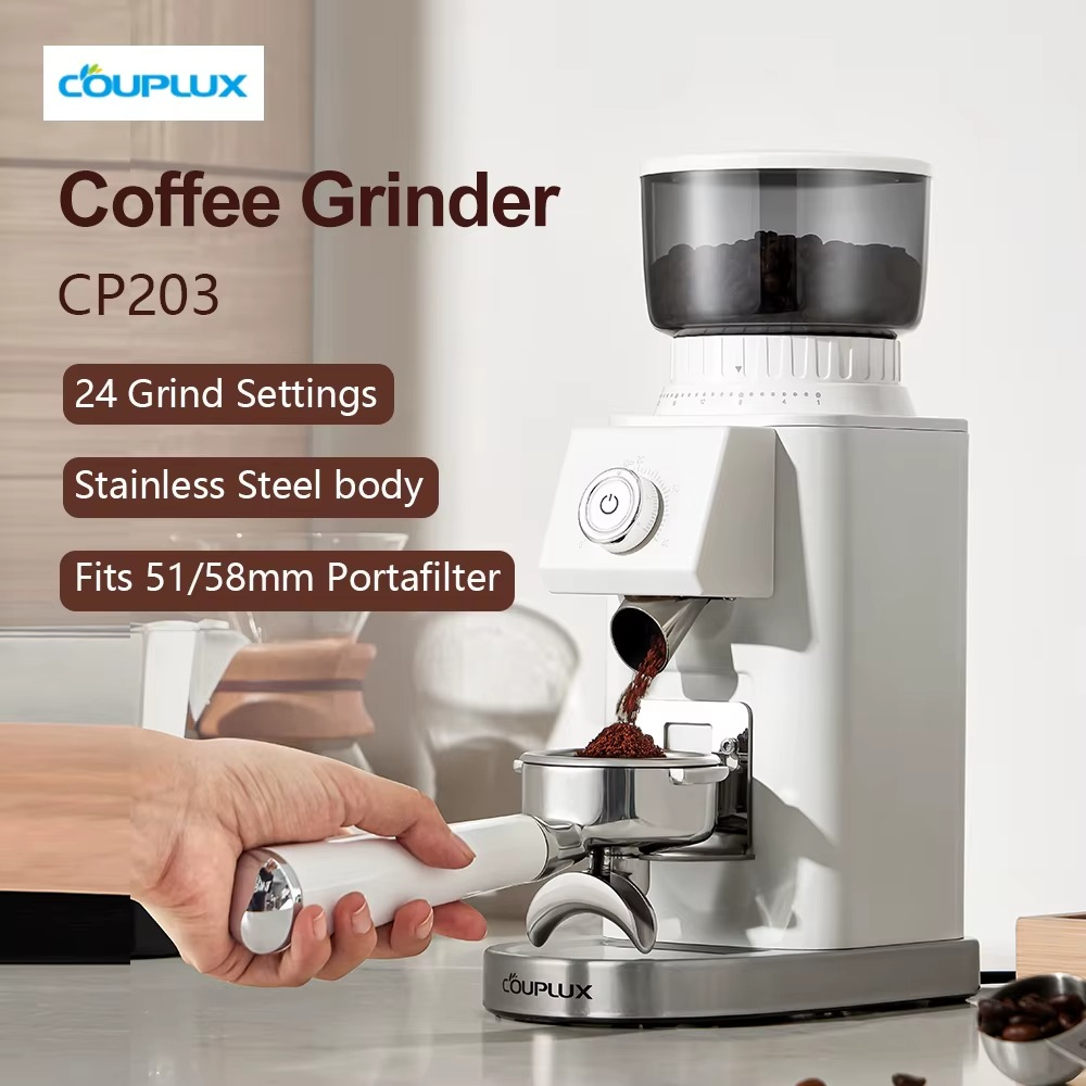 Couplux Coffee Grinder With Portafilter Hoder With 24 Precise Grind Settings Espresso Drip Percolator French Press(220V)