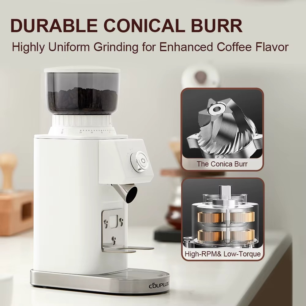 Couplux Coffee Grinder With Portafilter Hoder With 24 Precise Grind Settings Espresso Drip Percolator French Press(220V)